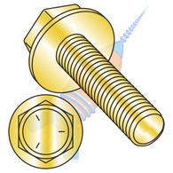 1/2-13 x 1-1/4 Serrated Hex Flanged Washer Indent Full Thrd Grade 5 w/Head Markings Zinc Yellow