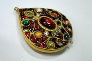 vintage antique old gold kundan meena pendant diamond ruby