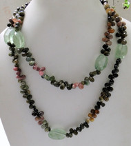 Designer Tourmaline gemstone necklace beads long 6713