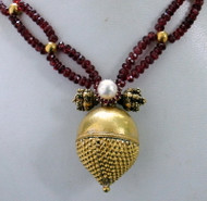 vintage antique tribal 22 k gold Ruby beads necklace jewelry