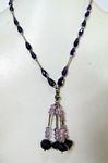 119 ct Faceted Amethyst and silver beads strung necklace