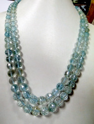 635 ct Aquamarine crystal double strands necklace