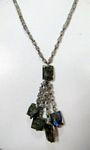 154 ct Faceted Fluorite or Labrodorite strung together with silver beads necklace