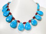 428 ct Turquoise gemstone  strand  and silver necklace