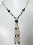 135 ct Faceted Moonstone and silver beads strung necklace