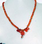 81 CT Faceted Cornelian gemstone with silver beads necklace