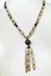 156 ct Faceted Peridot and silver beads tassel necklace