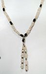 121 ct Faceted Rose Quartz and Garnet with silver beads tassel necklace
