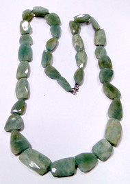 865 ct Aquamarine gemstone tumbled beads necklace long