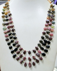 225 ct Tourmaline gemstone drop beads strands necklace