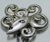 vintage 925 sterling silver Brooch with Diamond harlequin