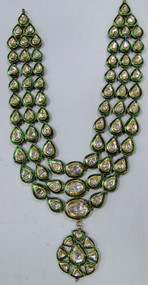20 ct Gold polki Diamond necklace set kundan meena work Antique style 9058