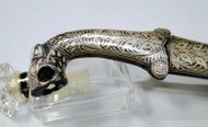 Dagger knife with Damascus steel blade & pure silver wire (bidaree work) 9494