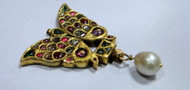 antique gold butterfly pendat~Gold Diamond Rubies  set butterfly pendant