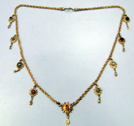 vintage 22 K gold Navratna gemstones necklace choker