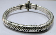 Ethnic solid silver rope chain half round bracelet cuff