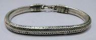 Ethnic solid silver rope chain half round bracelet cuff 10188