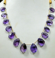 Amethyst gemstone drop strand necklace choker