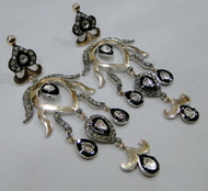 vintage Victorian 14 K gold silver Diamond earrings dangles 10510