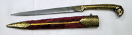 antique gold work paper cutter lamb head dagger knife old Dagger w Damascus steel blade