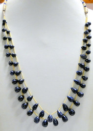 Natural Blue Sapphire Drops beads 2 strands necklace