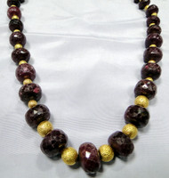 Ruby & 22 K gold beads necklace strand jewelry-10067