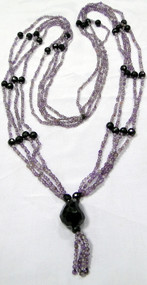 Natural Amethyst black spinal gemstone strand necklace -10074