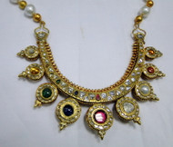 22 K gold diamond necklace-Kundan diamond polki gold choker-11250