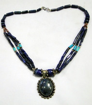 Lapis gemstones necklace strand choker pendant-11251