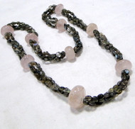 Rose quartz & Labrorite gemstones beads strands necklace-11302