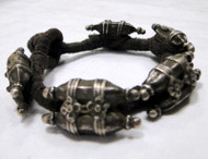 old silver beads bracelet antique cuff -11467