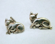 vintage silver cufflinks pair Cats jewelry -11504