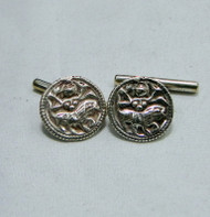vintage silver cufflinks pair Deity Design jewelry -11506