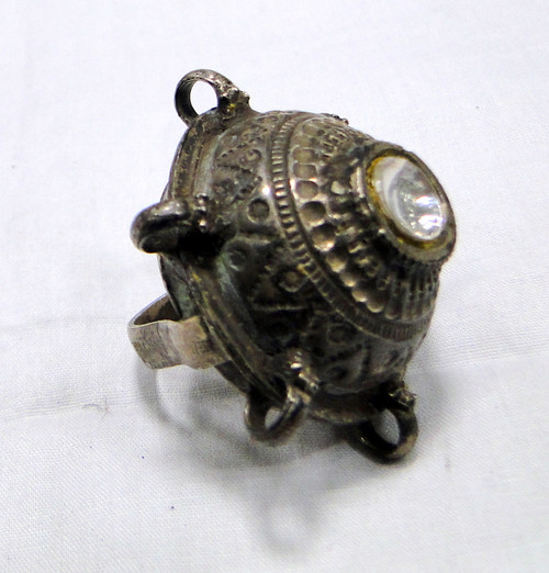 Silver ring antique tribal old silver large cocktail ring -11765