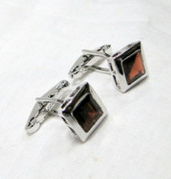 silver cufflinks 925 sterling silver & Garnet gemstones cufflinks pair-11796