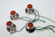 Kurta buttons 925 sterling silver & Carnelian gemstones buttons set-11804