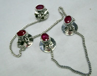 Kurta buttons 925 sterling silver & Ruby gemstones buttons set-11805