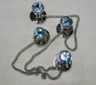 Kurta buttons 925 sterling silver & Blue Topaz gemstones buttons set-11807