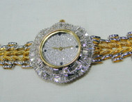 Diamond watch 18 K gold ladies wrist watch bracelet 485-013