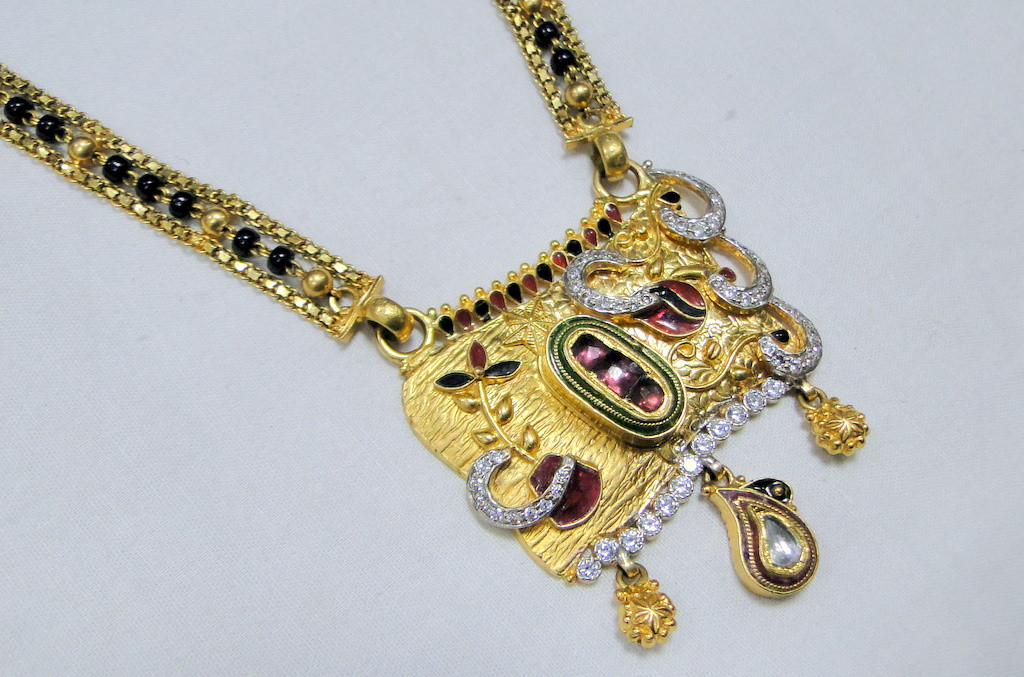 Gold Mangalsutra 22 K Solid Gold Mangalsutra Pednant Necklace Long 485 6 Ethnicjewelart