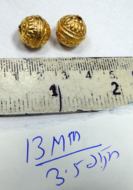 Gold bead pair Large 17 MM size 22 K gold bead 11831