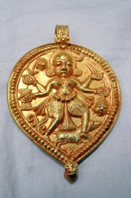 Gold pendant necklace vintage ethnic tribal shiva bheru pendant jewelry 11894