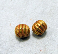 Gold beads 22 k gold vintage handmade bead pair jewelry finding 11930