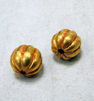 Gold beads 22 k gold vintage handmade bead pair jewelry finding 11932