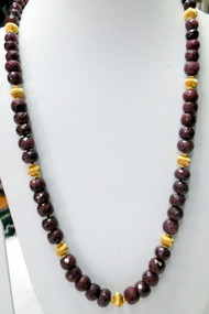 Ruby gold necklace 22 K gold & Ruby gemstone beads strand necklace jewelry -11933