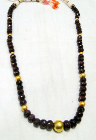 Ruby gold necklace 22 K gold & Ruby gemstone beads strand necklace jewelry -11934