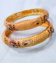 Gold Bangles 22K solid gold cuff bracelet fine handmade jewelry traditional India wedding jewels