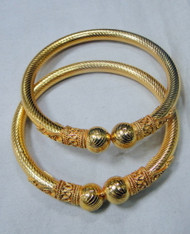 Gold Bangles 22K solid gold cuff bracelet fine handmade jewelry traditional India wedding jewels 493-80