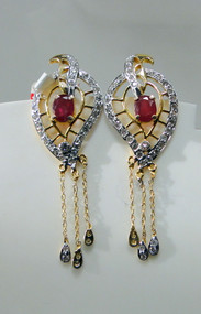 Diamond Ruby Earrings studs 14K Gold Handmade fine jewelry wedding engagement gift jewellery 493-68