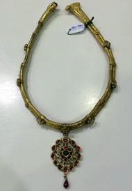 Diamond Gold Necklace Choker 22K Gold Ruby Polki jewelry 494-51